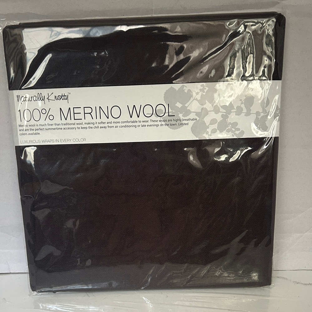 Naturally knotty 100% Merino Wool Scarf Wrap Chocolate Dark Brown Fringed